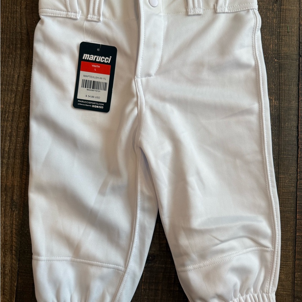 Marucci Kids White Baseball Pants. They run small. Not a true Youth Large.